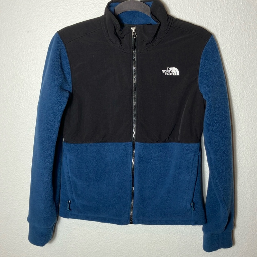 THE NORTH FACE tundra women's fleece jacket full zip soft size small blue black‎